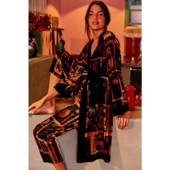 💕FARM RIO💕 Tropical Icons Kimono Robe ~ Tropical Icons Large L NWT - Picture 2 of 15